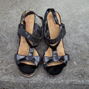 Connie 11 Black Patent & Cork Sandals